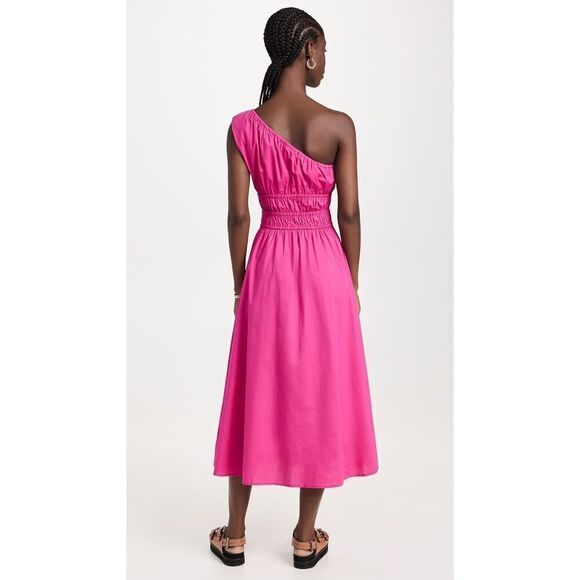 The Lulo Project Liberia Fuchsia Pink One‎ Shoulder A-Line Midi Dress Size Small - Picture 7 of 10